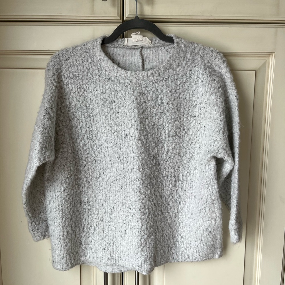 🍋 Andrea Jovine Worksop Light Gray/off White Sweater. Sz Large.
